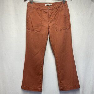LL Bean Signature Mid-Rise Straight Leg Cropped Pants Women Size 2 Rust Orange